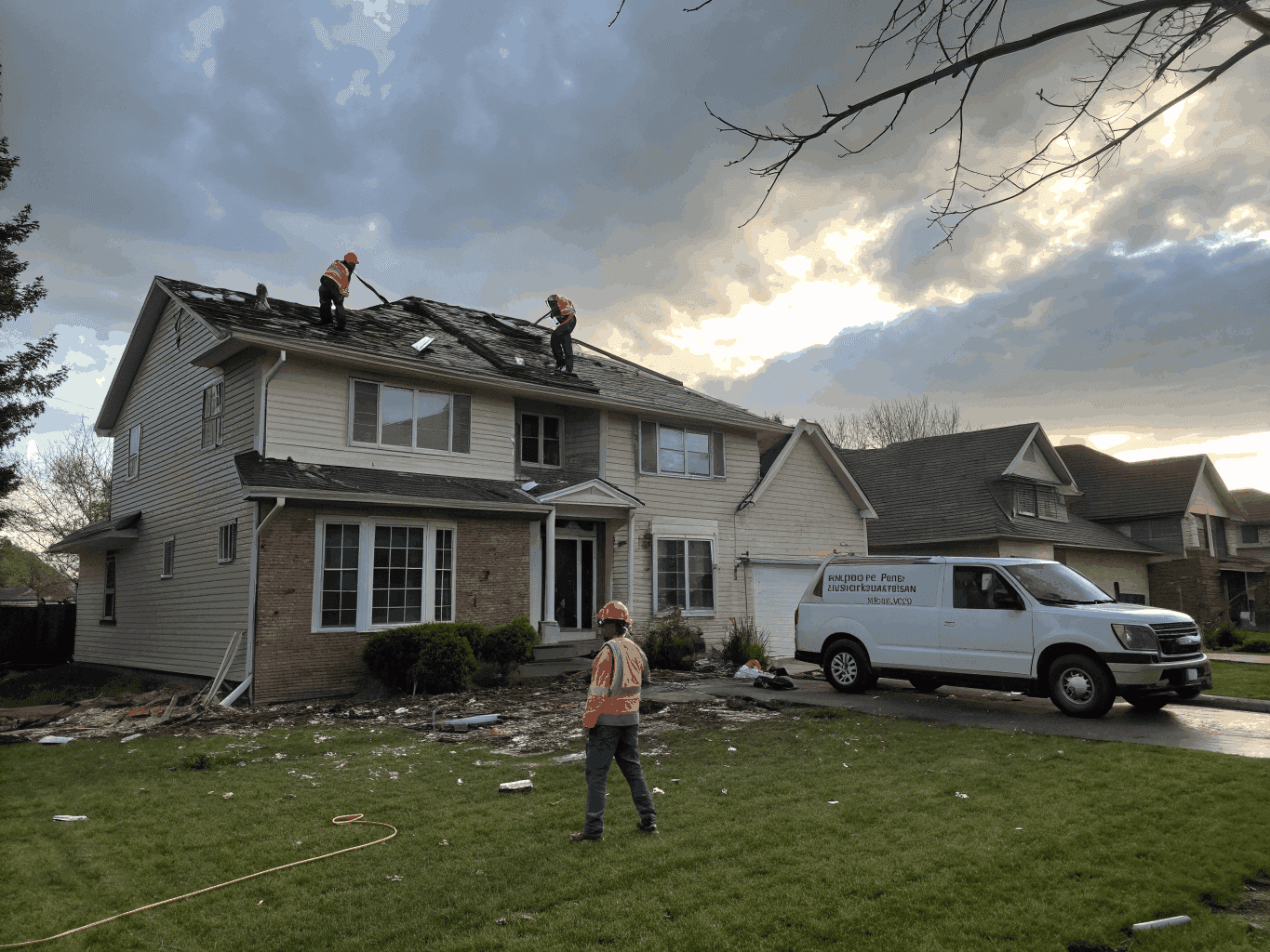 Structural rebuild and truss installation after storm damage
