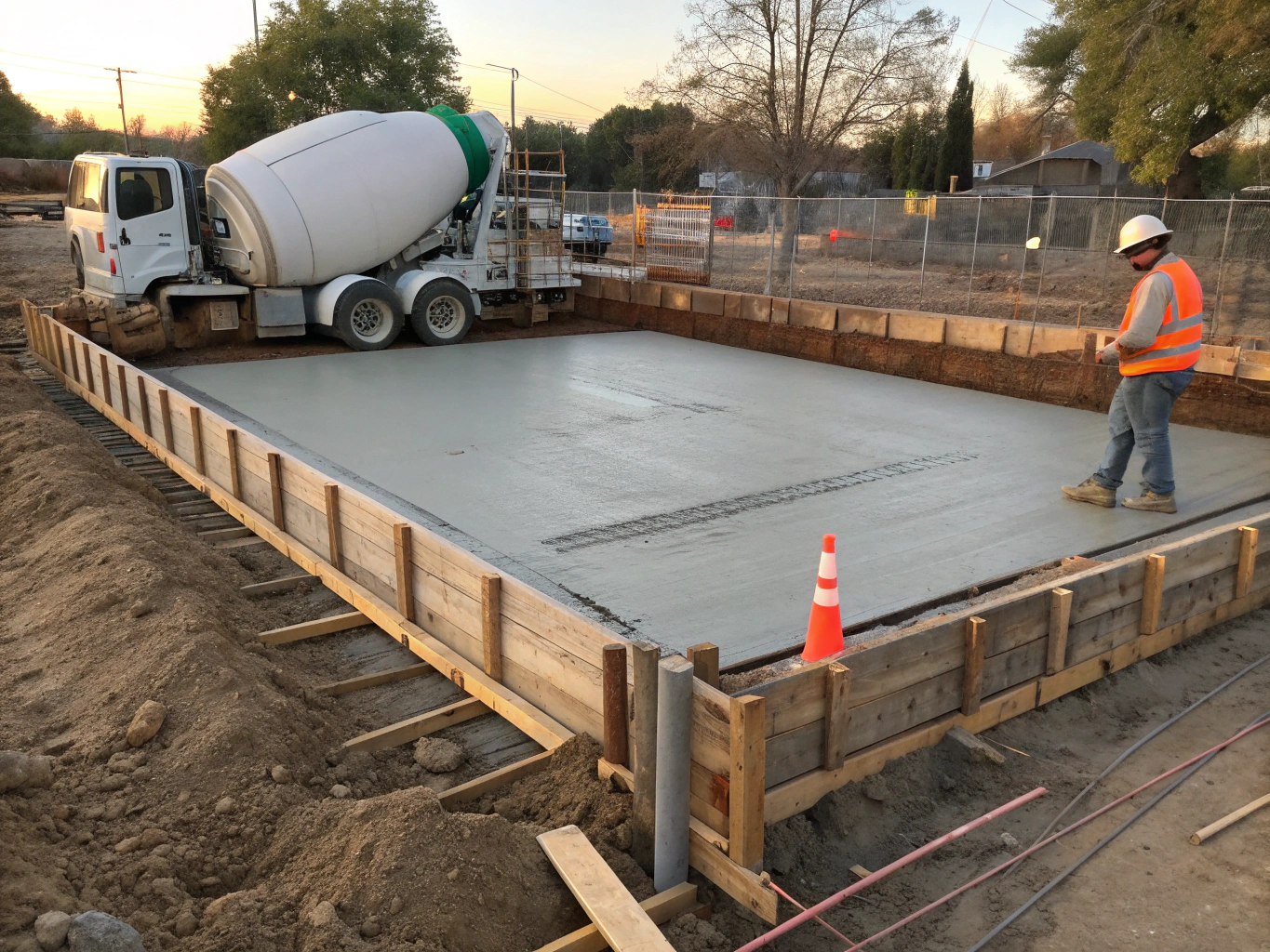 Poured structural concrete foundation and slab work