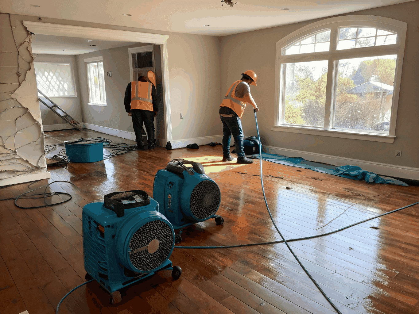 Structural drying and restoration framing in North Alabama home